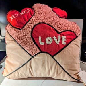 Valentine's Heart Envelope Throw Pillow 16x16x6 Cupcakes & Cashmere